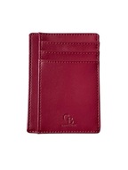 Mały Portfel Skórzany na Karty Czerwony Skóra Ekologiczna Etui na Karty