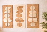 Drewniane Panele Ścienne z efektem 3D 25x68 cm | Zestaw 3 szt.