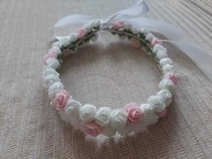 Wianek komunijny róże rękodzieło Komunia Święta wzór 1