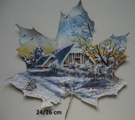 Pejzaż na prawdziwym ususzonym liściu zima