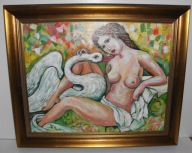 Lena Lesoklinska "Leda" Olej na płótnie 60x 50 cm