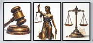 A2 ZESTAW TRZECH PLAKATÓW DLA PRAWNIKA KANCELARII, PRAWO WAGA TEMIDA MŁOTEK