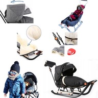 SANKI DZIECIĘCE METALOWE ZESTAW BUDKA PCHACZ KÓŁKA PODNÓŻKA Z OPARCIEM