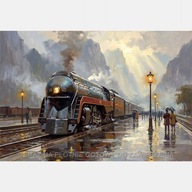 Lokomotywa pociąg peron obraz na płótnie 55x80 Norfolk and Western Class J