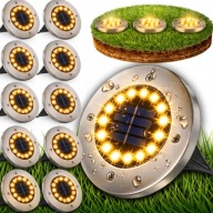 LAMPY SOLARNE OGRODOWE WBIJANE STAL NIERDZEWNA ZESTAW 12SZ MOCNE LAMPKI LED