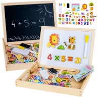 Drewniana TABLICA magnetyczno kredowa + AKCESORIA