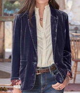 ŻAKIET WELUROWY MARYNARKA AKSAMIT NIEBIESKI plus