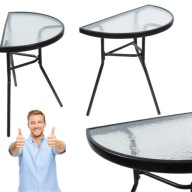 STÓŁ JUMI OGRODOWY METALOWY KOMAKTOWY NA TARAS SZKLANY CZARNY