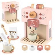 Drewniany Zabawkowy Ekspres do Kawy dla Dzieci + Akcesoria