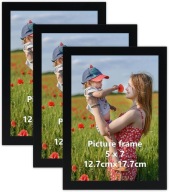 ZESTAW 3 RAMEK 19 x 14 CM CZARNE MINIMALISTYCZNE STOJĄCE WISZĄCE