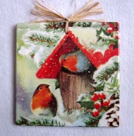 Robótkownia Kafelek obrazek 15x15 Zima Domek rudzików