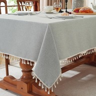 Prostokątny Obrus na Stół Meioro Wodoodporny z Frędzlami Boho Szary 140x220