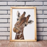 PLAKAT ozdobny B2 50x70 ŻYRAFA portret sawanna styl safari MONTESSORI