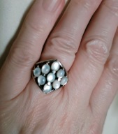 Pierscionek srebro 925 elegancki kamienie naturalne kocie oko r. 14