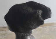 Czarna czapka handmade wool linen