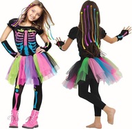 Kostium Halloween Szkielet Kolorowa Sukienka Tutu dla Dziewczynek 120-130