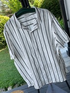 3 Koszula F&F letnia biała pasy 100 procent len duża 3XL