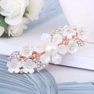 SPINKA klamra złote perła kryształ górski vintage modne retro perła