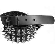 Pas skórzany z kolcami - 2 rzędy -- L