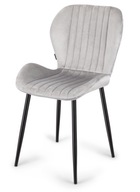 KRZESŁO TAPICEROWANE LUGANO| do jadalni| szare miękkie czarne nogi