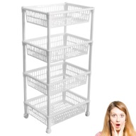 PÓŁKA ŁAZIENKOWA NA KÓŁKACH MOBILNA PLASTIKOWA BIAŁA KUCHENNA 82CM