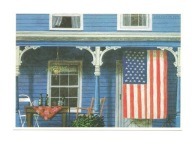 Pocztówka - H. Berserik, Amerykańska flaga i piwo Heineken w New Jersey