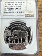 20 zł Konik Polski 2014 Zwierzęta Świata NGC PF 70 MAX NOTA IDEAŁ RARYTAS