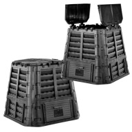 KOMPOSTOWNIK OGRODOWY DUŻY DOMOWY PLASTIKOWY 480l JEDNOKOMOROWY CZARNY