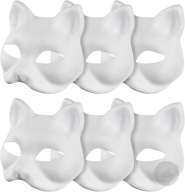 DIY PUSTE, RĘCZNIE MALOWANE MASKI MASKA KOT 6 SZT