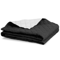 Narzuta na łóżko 200x220 cm Biała-Czarna | Pikowana na Kanapę Dwustronna