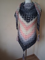 Chusta ręcznie robiona na szydełku, szer. 220cm x wys. 110cm, wełna, K2