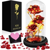 Wieczna róża w Szkle dzień kobiet walentynki szklana kopuła LED