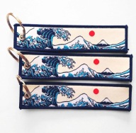 Brelok haftowany - Japońskie wzory - Niebieski - Fale 13 x 3 cm