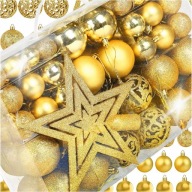 BOMBKI CHOINKOWE NA CHOINKĘ ZESTAW XXL ŚWIĄTECZNE ZŁOTE 100 SZT + GWIAZDA