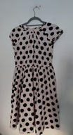 Pin up Różowa rozkloszowana sukienka w grochy S, M