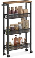 Regał kuchenny na kółkach 4-poziomowy wąski, stalowy, idealny