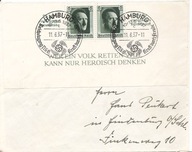 TRZECIA RZESZA -koperta -obieg 1937 HAMBURG -ozdobny stempel