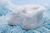 Buciki na chrzest FUTERKO chłopiec dziewczynka 10 cm LIKWIDACJA SKLEPU-50%