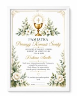 Personalizowana pamiątka Pierwszej Komunii Świętej w eleganckiej ramce A4