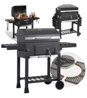 GRILL WĘGLOWY OGRODOWY ŻELIWNY RUSZT 57 x 43cm POPIELNIK TERMOMETR DUŻY