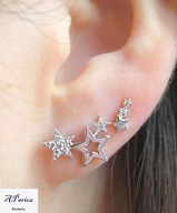 Kol0032 Nausznice stal gwiazdki kryształki 2szt