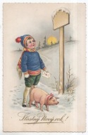 NOWY ROK ZDEZORIENTOWANY POSŁANIEC ZE ŚWINKĄ PROSIACZEK 1935