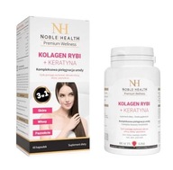 Noble Health Kolagen rybi + keratyną 60 kaps.