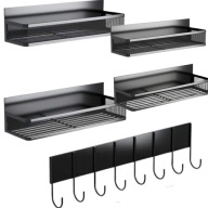 PÓŁKA KUCHENNA 2 SZTUKI MAGNETYCZNA NA LODÓWKĘ ORGANIZER CZARNY Z HACZYKAMI