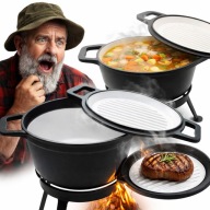 KOCIOŁEK EMALIOWANY ŻELIWNY WĘGIERSKI GARNEK MYŚLIWSKI OGNISKO GRILL 8L