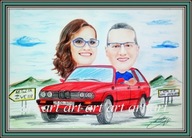 Karykatura na prezent ze zdjęcia na rocznicę rysowany ołówkiem PROMOCJA