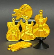 Zestaw ozdób choinkowych – 5 gitar „ROCK STAR” | złote | dla muzyka