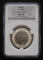 Polska 10 złotych 2000 - zjazd w Gnieźnie - srebro - stan menniczy - PR70