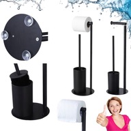 ZESTAW STOJAK ŁAZIENKOWY NA PAPIER CZARNY MATOWY TWORZYWO SZTUCZNE ZESTAW