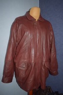 Oswald Kurtka skórzana ocieplana lekko vintage długa burgundowa _XXL